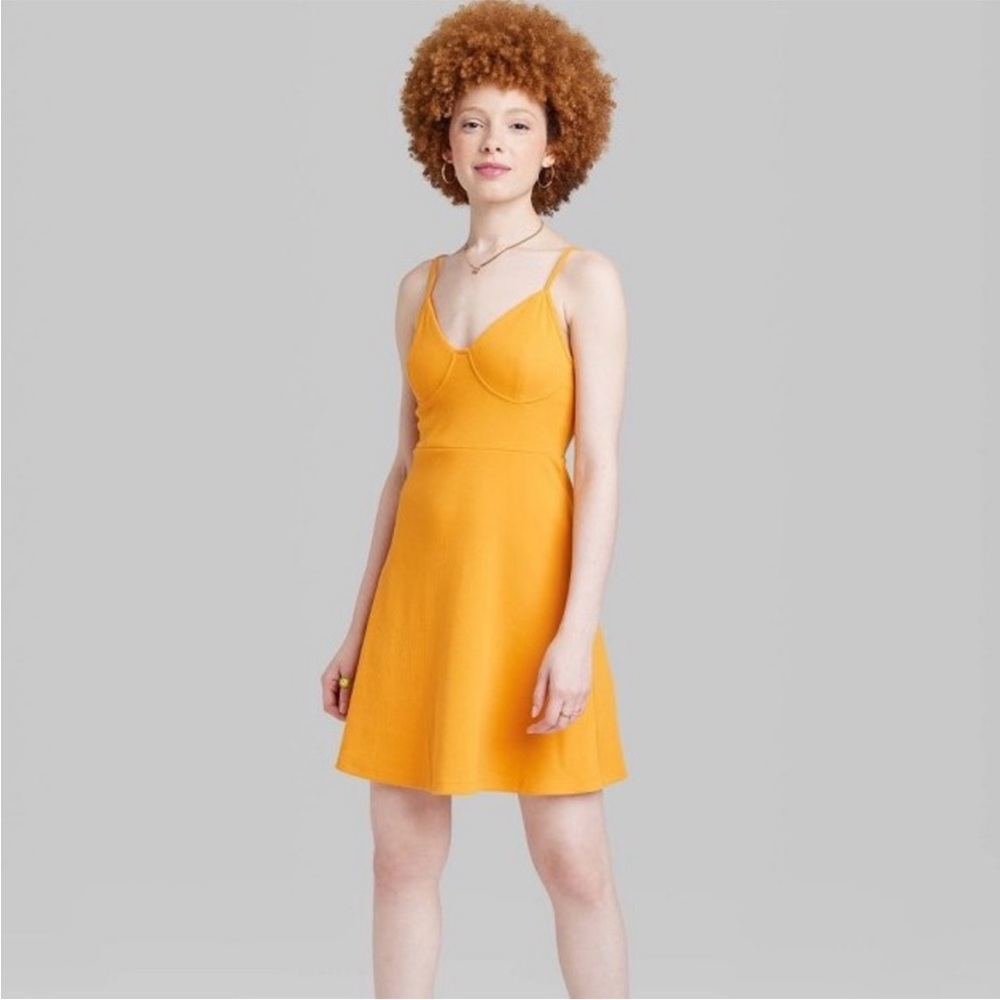 Wild fable orange skater mini dress size L new